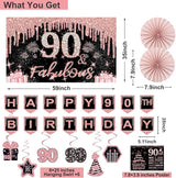 90th Birthday Decorations for Women 32PCS 90th Birthday Party