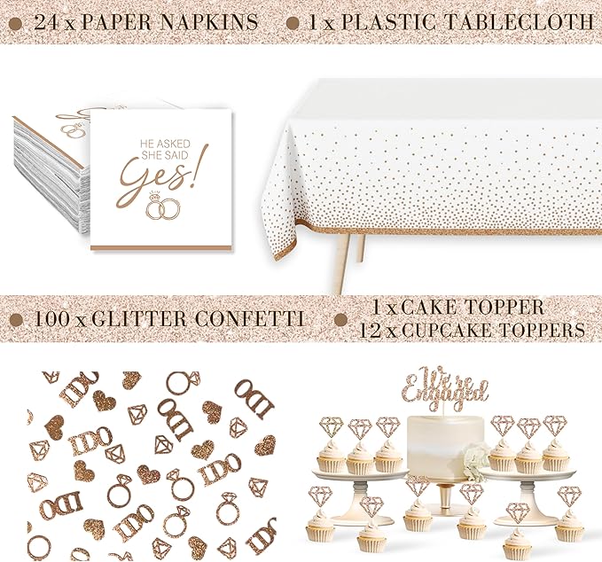 261 Pc Premium Engagement Party Decorations Kit Elegant Mr & Mrs