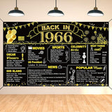 DARUNAXY 60th Birthday Black Gold Party Decoration, Back in 1966