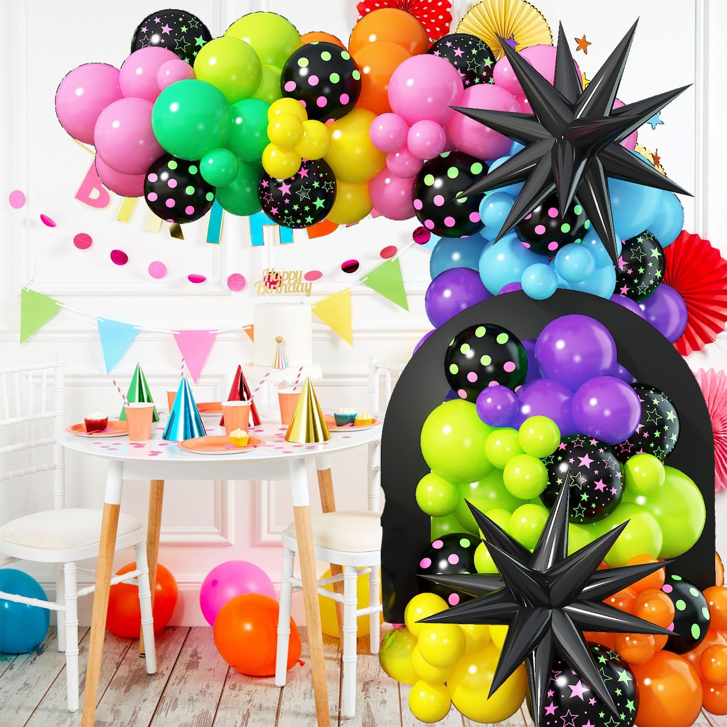 Rainbow Balloon Arch Garland Kit, 137pcs Colorful Balloons whit