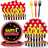 96 Pcs Mouse 1st Birthday Party Plates and Napkins Set Cartoon Mouse