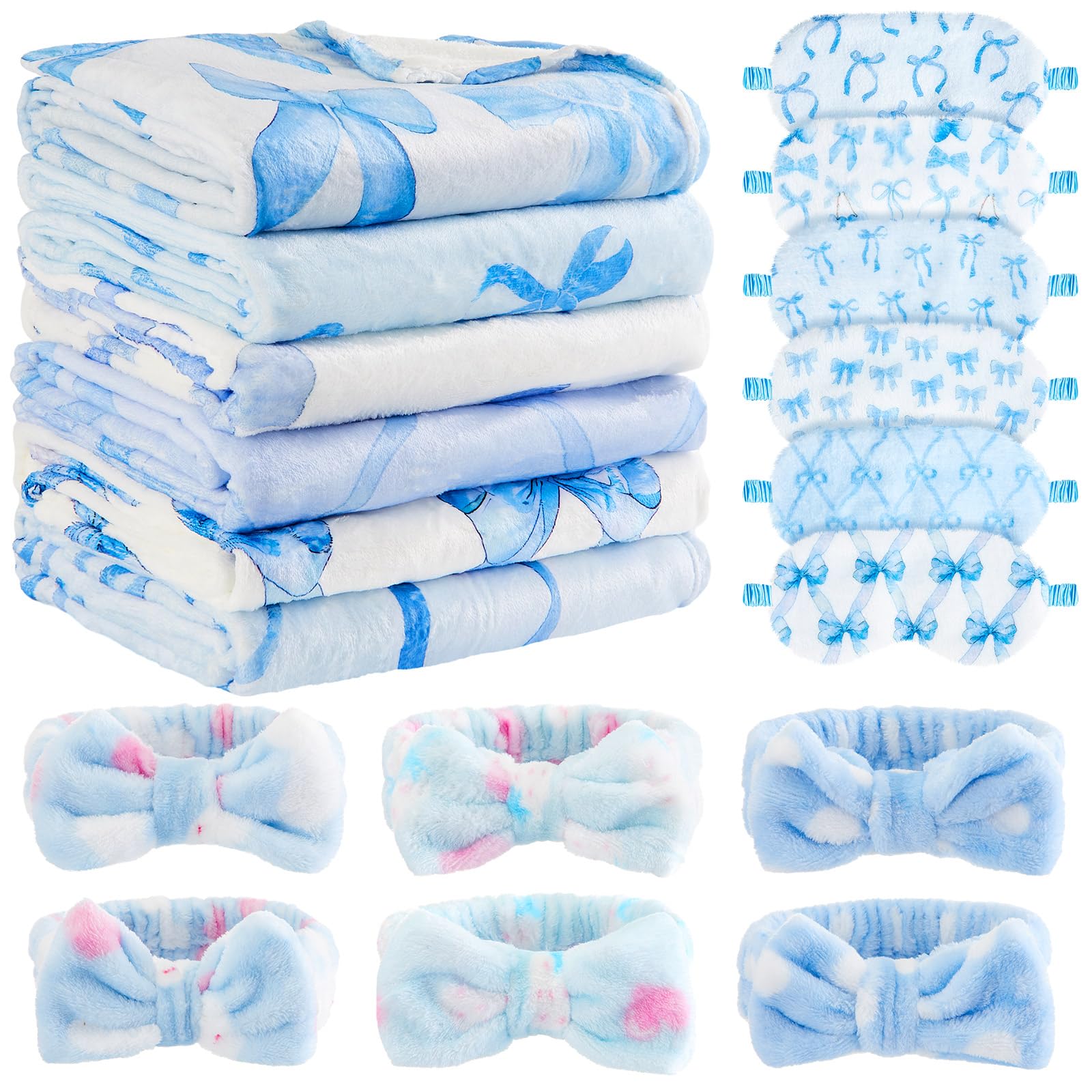 Fanfanwin 18 Pcs Sleepover Party Supplies for Girls, 6 Style Cute Blue