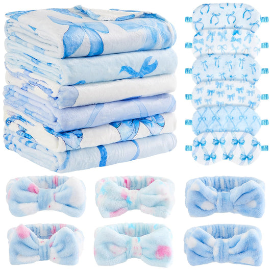 Fanfanwin 18 Pcs Sleepover Party Supplies for Girls, 6 Style Cute Blue