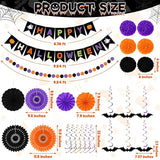 26PCS Halloween Party Decorations Purple Black Orange Paper Fans Set