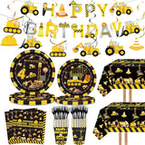 132 Pcs Construction 4th Birthday Party Supplies Dump Truck Theme