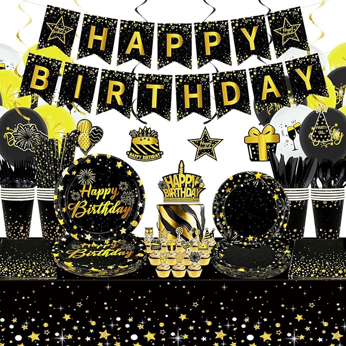 Black Gold Birthday Party Decorations Black and Gold Party