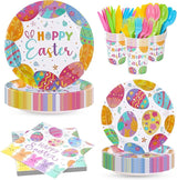 Happy Easter Party Decorations Tableware Sets Colorful Easter Eggs