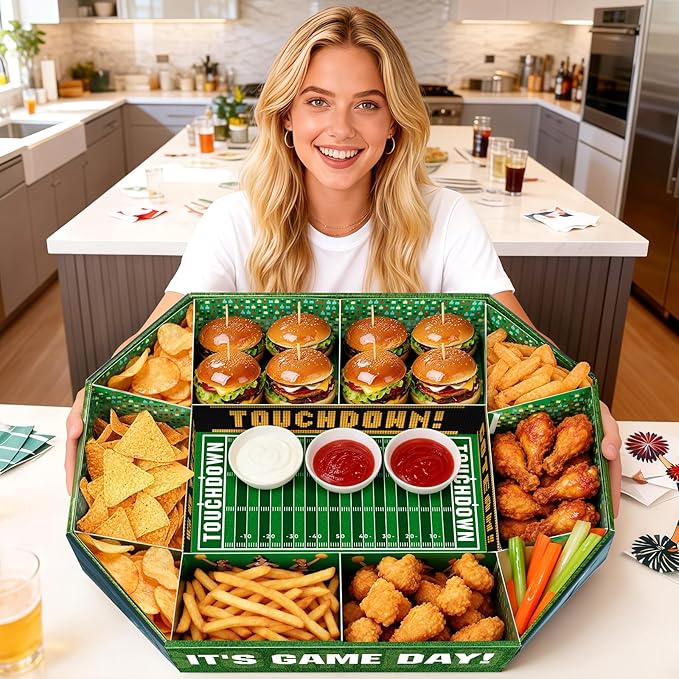 Football Party Decorations 2026 Football Snack Stadium Food Tray Set