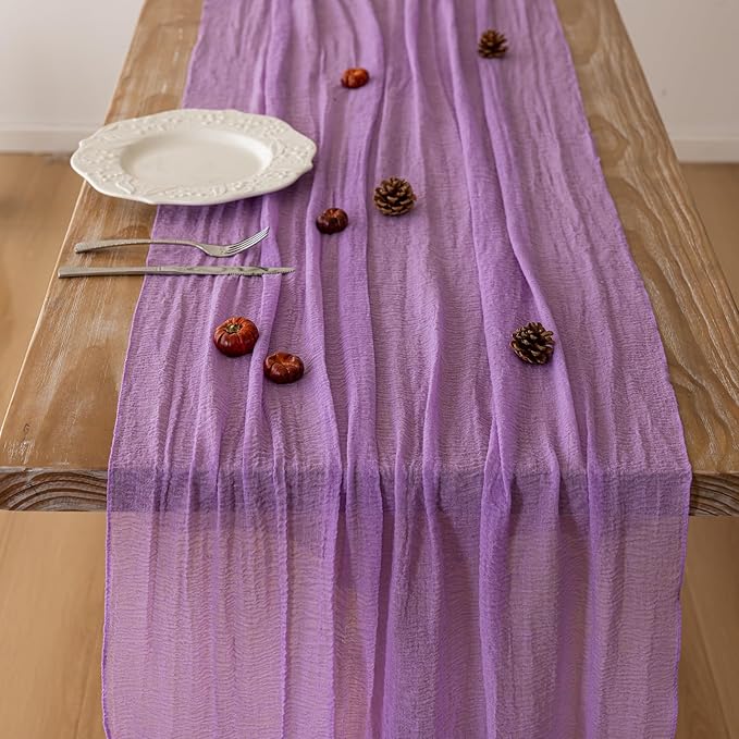 Keketoarrange 6pcs Spring Table Runner Lavender Gauze Rustic Boho