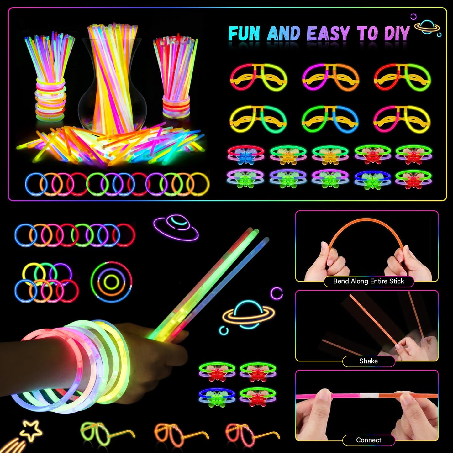 OLUPP Glow in the Dark Party Supplies, 264 PCS Light Up Party Favors
