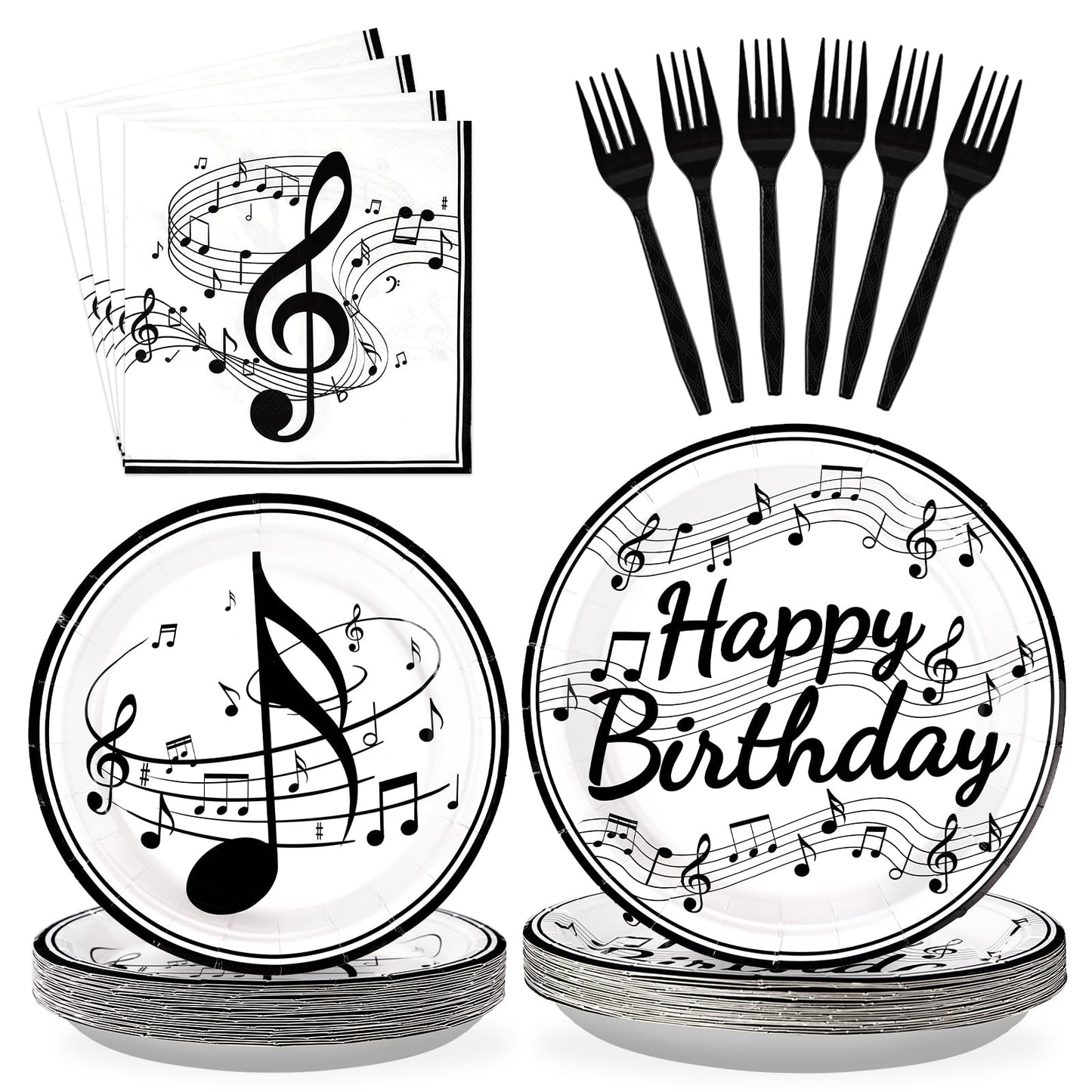 96 Pcs Music Birthday Party Supplies Music Notes Plates Napkins