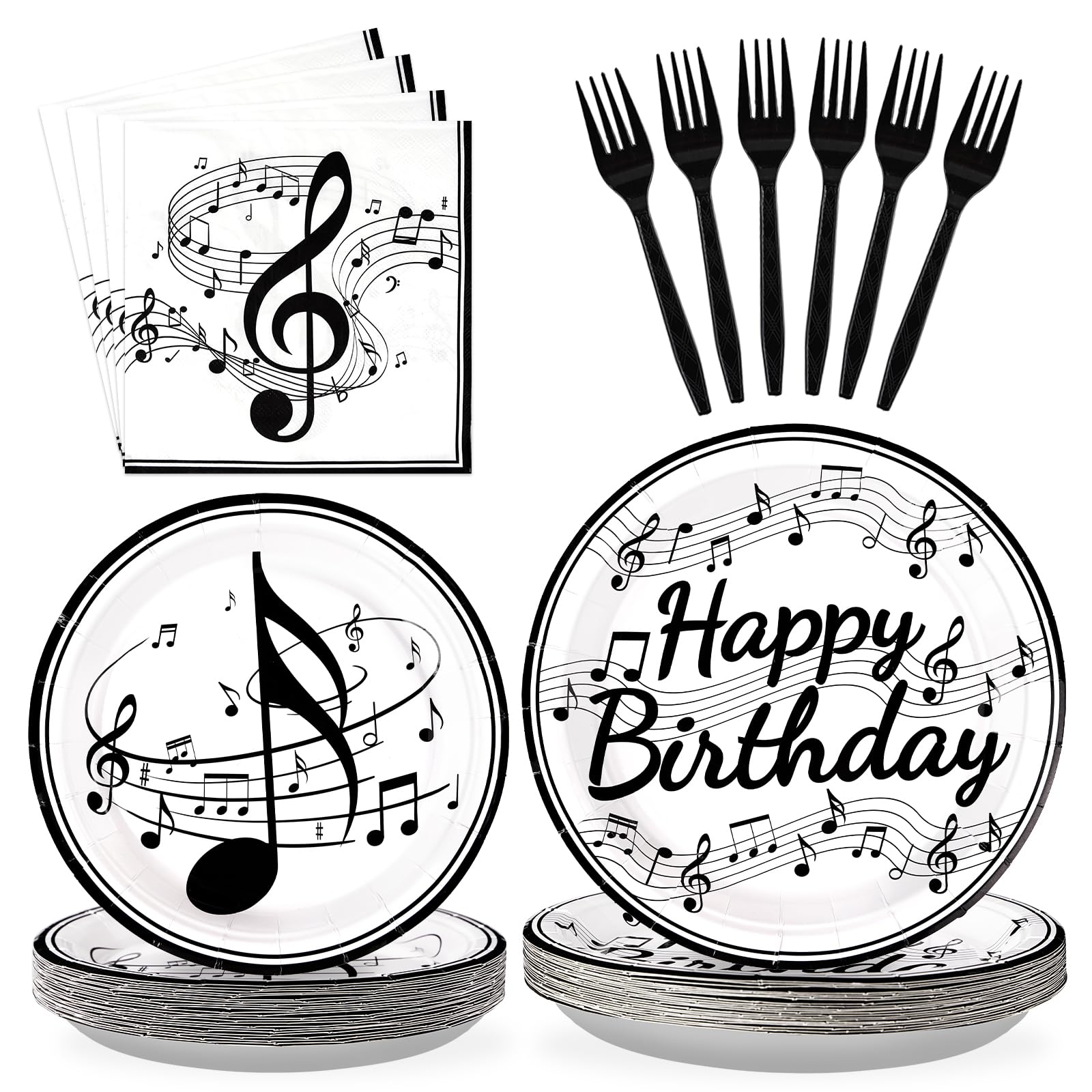 96 Pcs Music Birthday Party Supplies Music Notes Plates Napkins