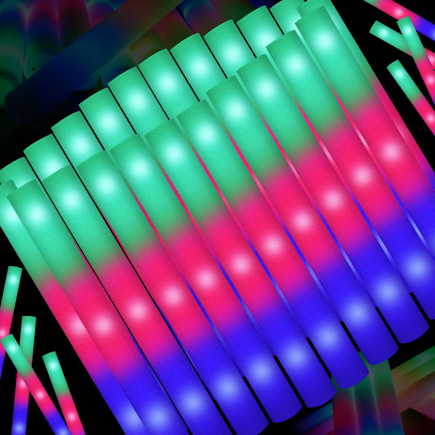 SHQDD 44 PCS Foam Glow Sticks Bulk with 3 Modes Colorful Flashing,