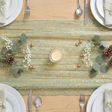 Artoid Mode Sage Green Gold Gauze Table Runner 59x120 Inch 10FT,