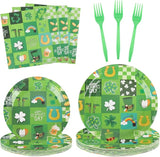 200Pcs St Patrick's Day Party Plates Supplies Green Shamrock Paper
