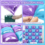 NISOCY 25PCS Light Purple and Blue Square Foil Balloons Wall Backdrop