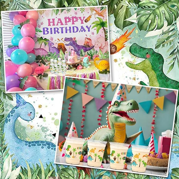 50Pcs Dinosaur Cups 12oz Dinosaur Party Cups Dino Theme Clear