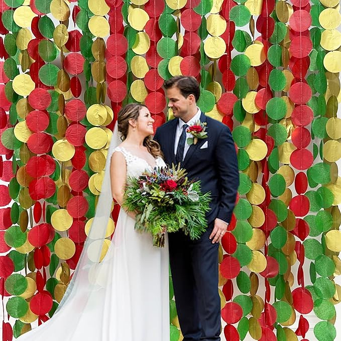 192Ft Christmas Party Decorations Red Green Metallic Gold Tissue