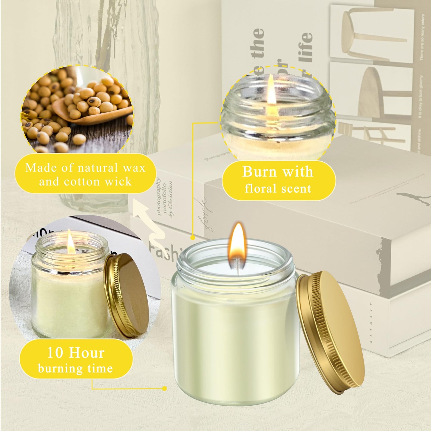 ACITHGL 36 Pcs 4oz Mini Mason Jar Candles Small Scented Candles Bulk