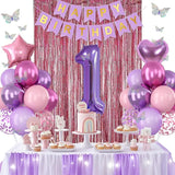 Pink Purple 1st Birthday Party Decorations for Girls Number 1