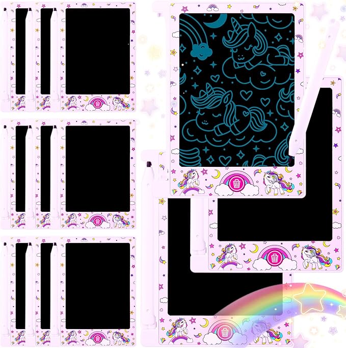 12 Pack Unicorn Party Favors Mini LCD Writing Tablet for Kids 4.6