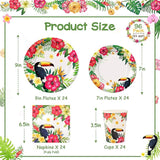 96PCS Tropical Plates and Napkins Hawaiian Cups Luau Party Tableware