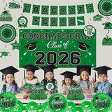 Green Themed 2026 Graduation Decorations Set - Congrats Grad Banner,
