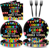 96Pcs Elementary Graduation Party Paper Plates and Napkins Goodbye