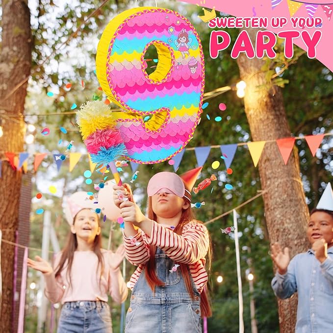 Number 9 Pinata for Birthday Party Decorations Unicorn Mermaid Theme