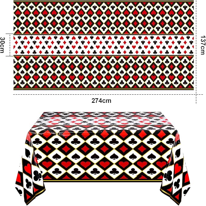 6 Pcs Casino Theme Party Decorations Poker Tablecloth Poker Plastic