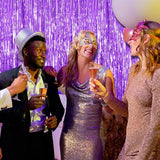 2 Pack Foil Curtain Backdrop Purple Metallic Tinsel Foil Fringe