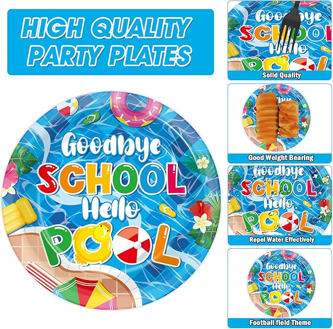 100 Pcs Pool Party Decoration for Goodbye School Hello Pool Paper