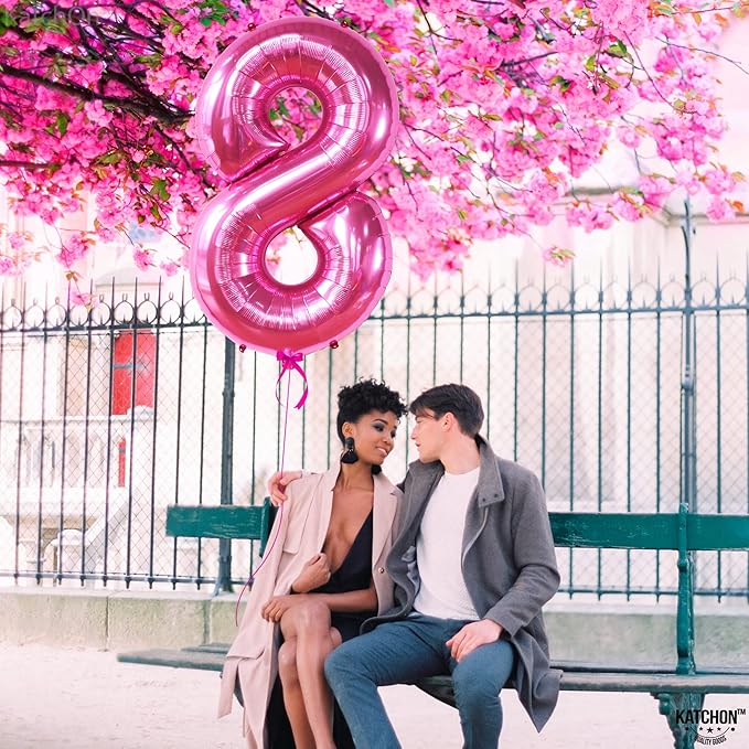 KatchOn, Giant Hot Pink 8 Balloon Number - 40 Inch | Hot Pink 8th