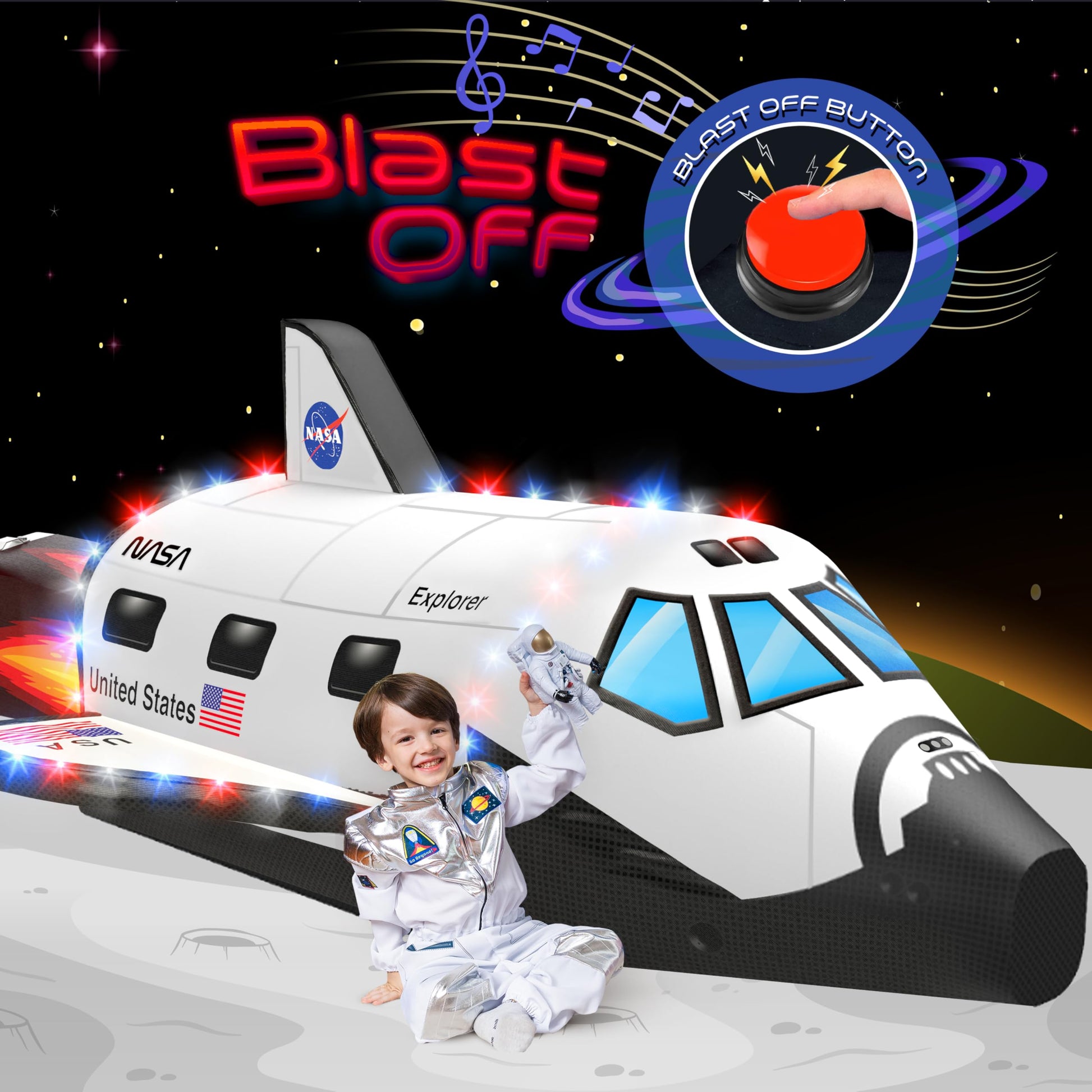 W&O Space Explorer Aerodome with LED Lights & Blast-Off Button –