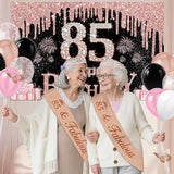 85th Birthday Decorations for Women 49pcs Black Rose Gold Black