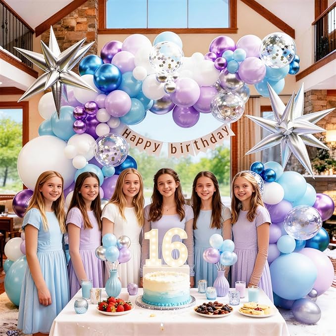KARLURE Purple and Blue Balloon Arch Garland Kit for Girls Princess