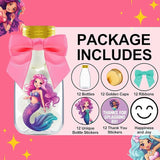 Small 12 Pack Mermaid Party Favors DIY Candy Jars with Ribbons and