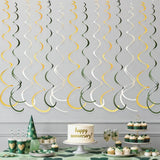 36Pcs Sage Green Gold Hanging Swirl Decorations Glitter Gold Olive