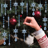 18pcs Crystal Christmas Ornaments for Christmas Tree Decorations-Blue