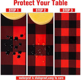 Kesfey 3 Packs Buffalo Check Plaid Table Cloth 54 x 108 Inches Red