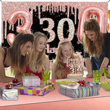 30th Birthday Decorations for Her with Banner Rose Gold Tablecloth