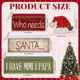4 Pcs Christmas Table Decorations Wooden Red Santa Hat Christmas