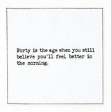 Five Star Funny 40th Birthday Quotes | White Cotton Cocktail Napkins