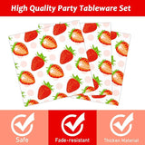 96 Pcs Strawberry Party Supplies Paper Plates Napkins 1st Birthday