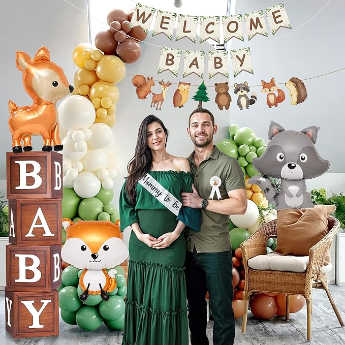 130pcs Woodland Baby Shower Decorations Safari Baby Shower
