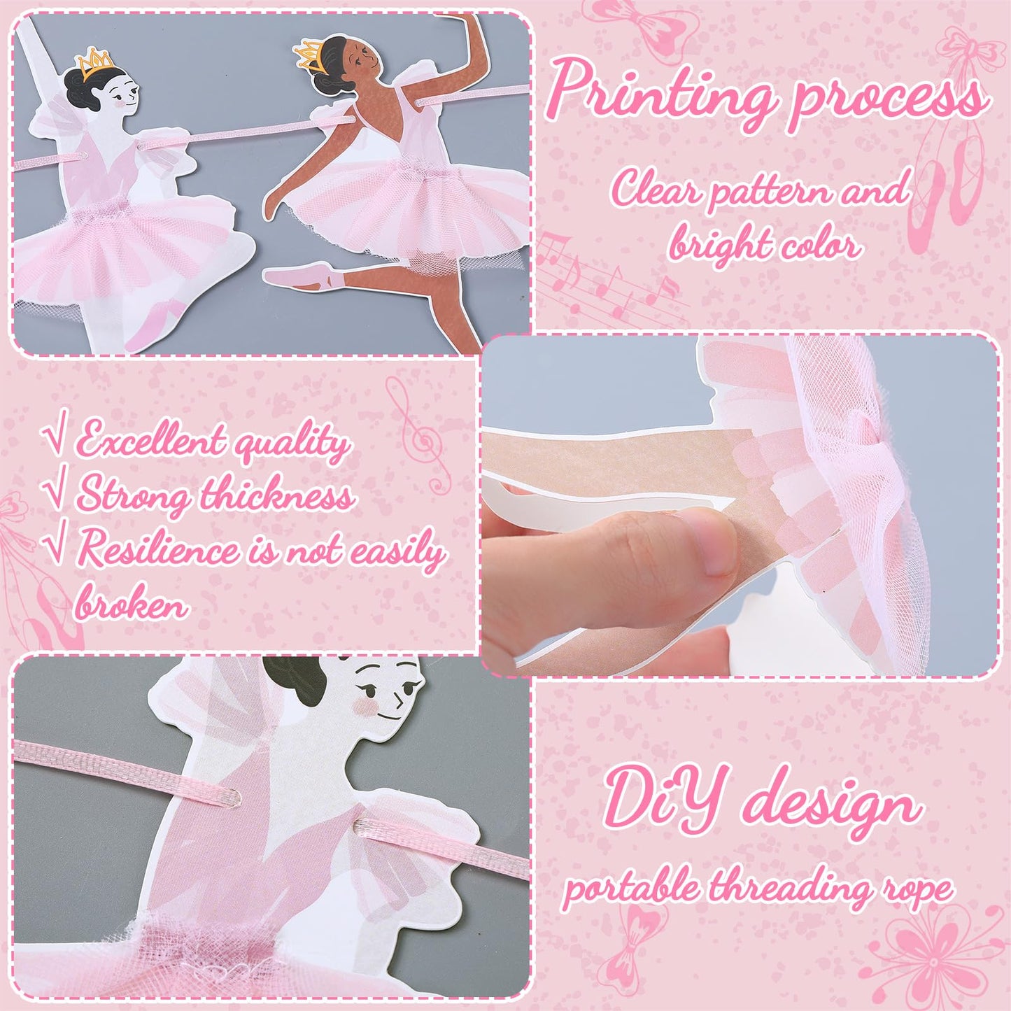Trandraft 2 Pcs Ballerina Dancer Banner Ballet Dancing Hanging Garland