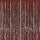 2PCS Coffee Foil Fringe Backdrop Curtains, Brown Tinsel Streamers