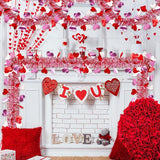 66 FT Valentine's Day Tinsel Garland Decor Red White Pink Heart