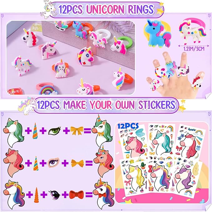 184Pcs Unicorn Party Favors Unicorn Birthday Party Supplies for
