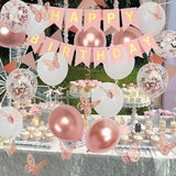 Rose Gold Birthday Decoration, 18 pcs 12 inch Happy Birthday Banner